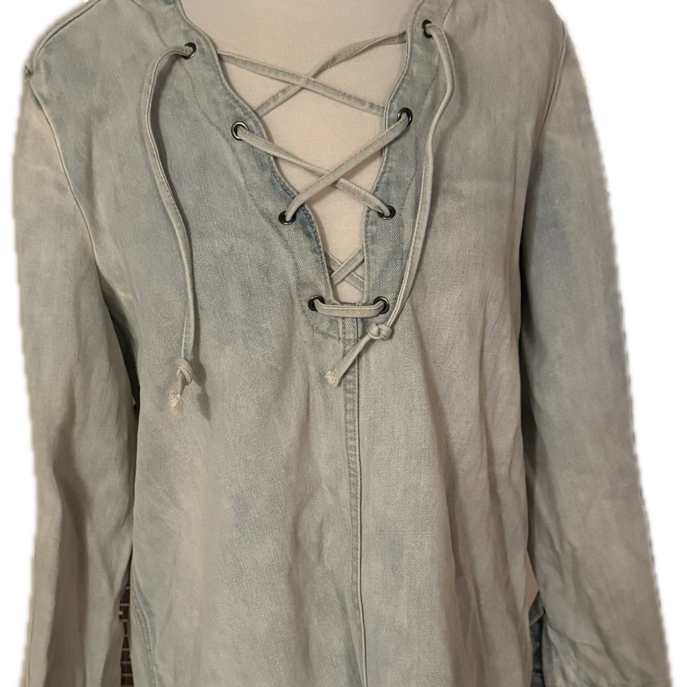 Free People Denim Lace-Up Tunic